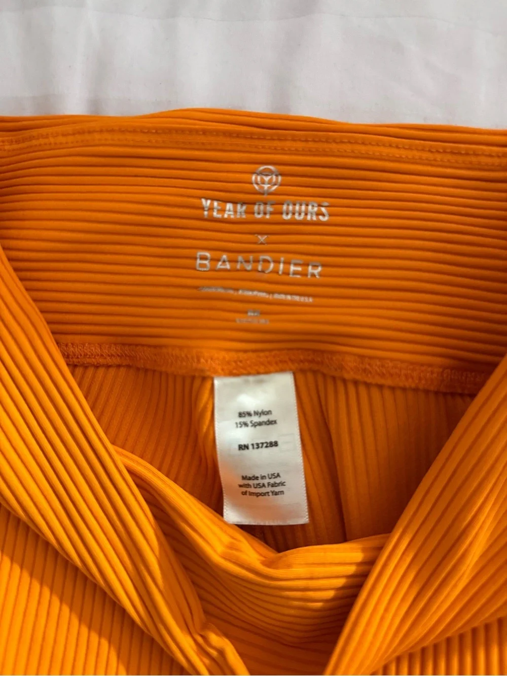 Year of Ours Kids Ribbed Orange Shorts